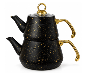 GRANİT PİRAMİT ÇAYDANLIK METAL SAP*8
